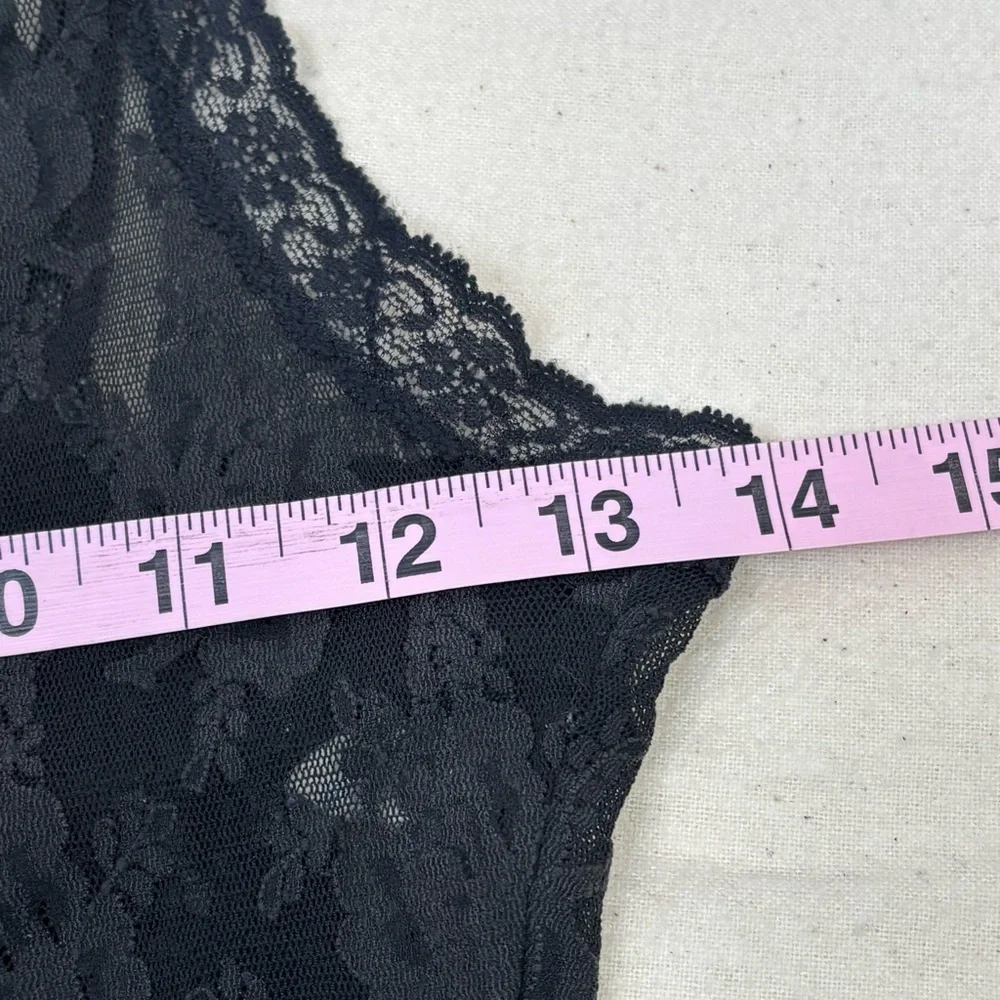 Vintage Vanity Fair Black Lace Nylon Slip Nightgown‎ Dress Lingerie Negligee 32